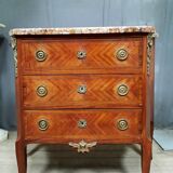 Transitional marquetry chest of drawers