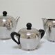 stainless steel tea service and vintage Bakélite Carlo Alessi