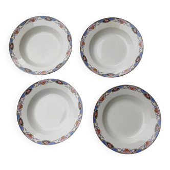 4 vintage 22cm soup plates, Digoin Sarreguemines brand