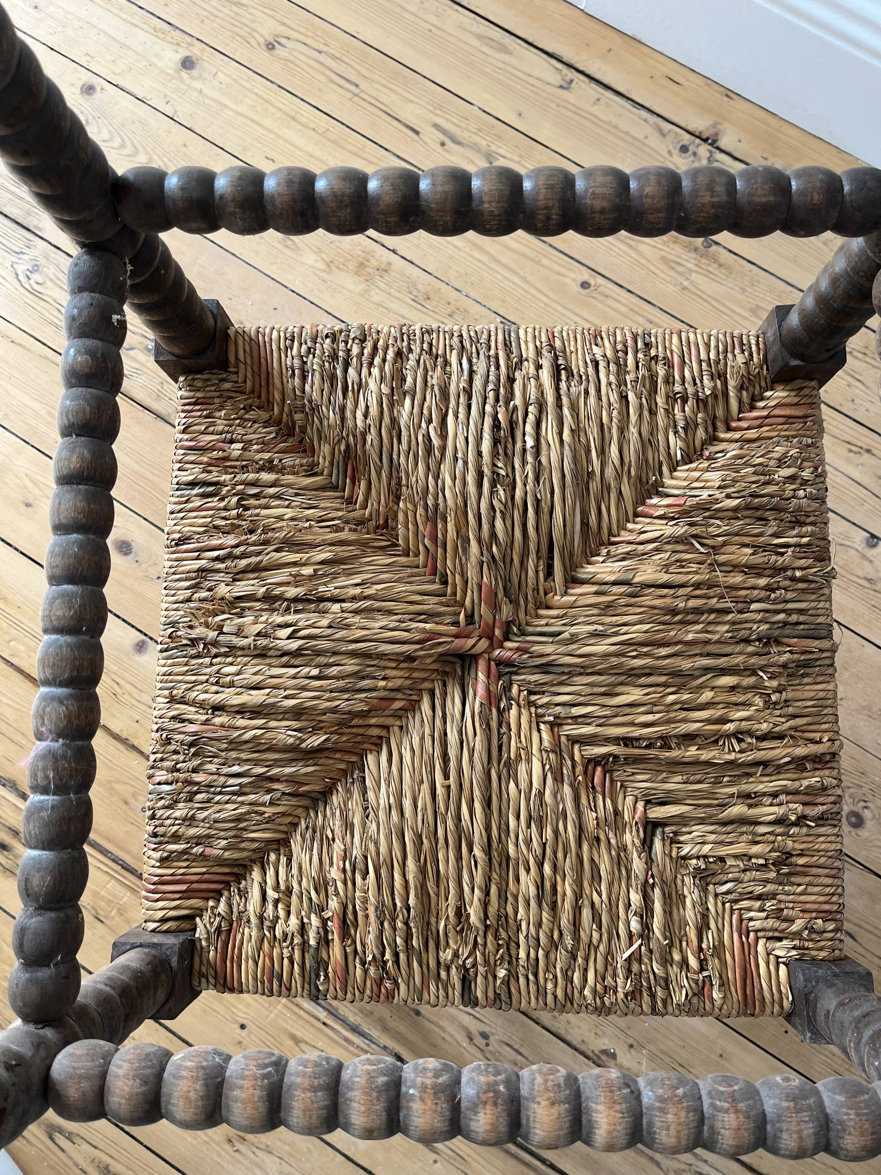 Turned wood corner chair