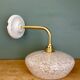 Vintage glass wall lamp with a curved arm from Clichy, white.