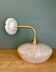 Vintage glass wall lamp with a curved arm from Clichy, white.