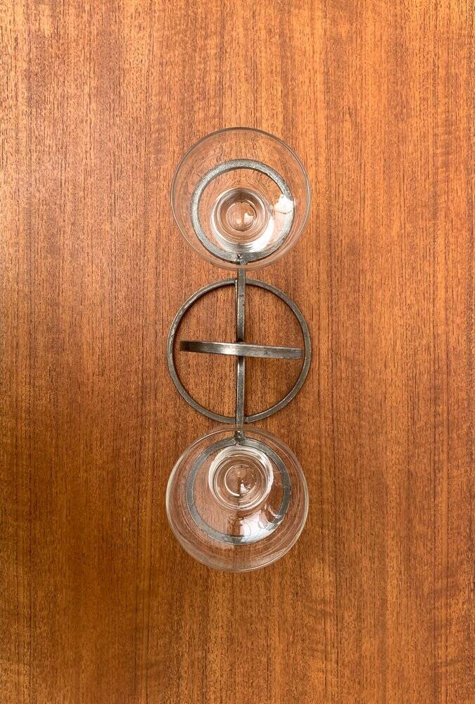 Danish Metal and Glass Candle Holder from the Mid-Century, 1960s