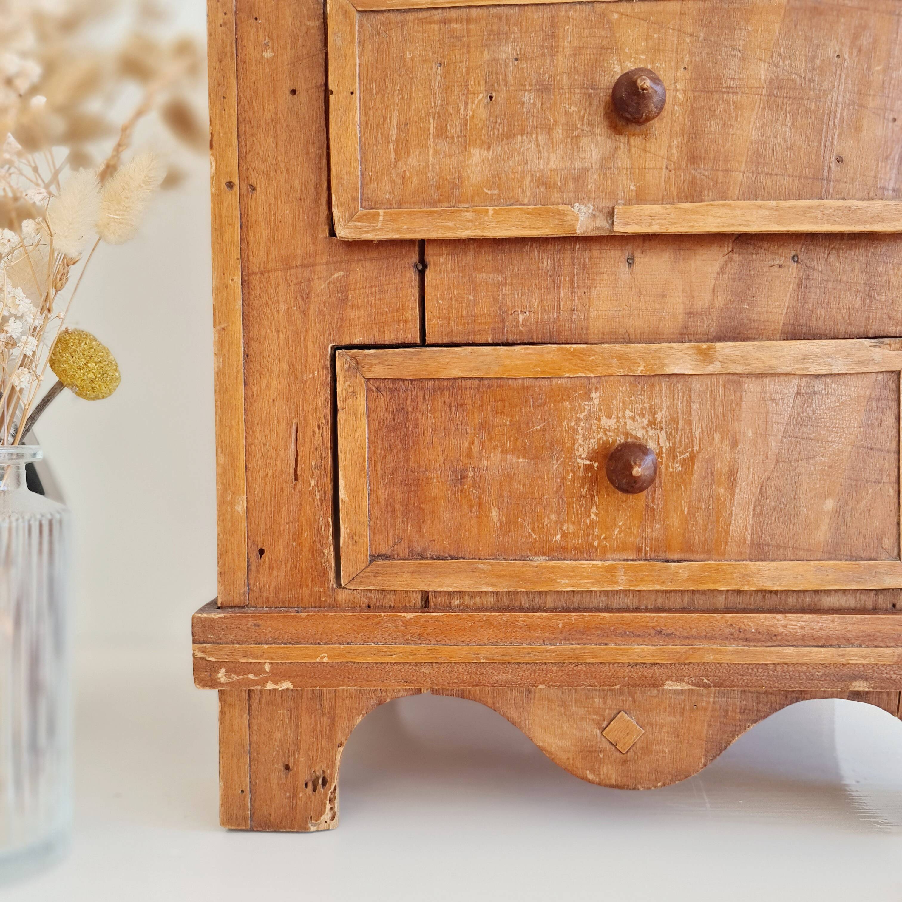 Bedside table, antique piece of furniture with drawers