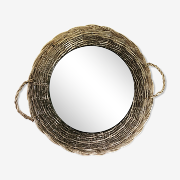 Miroir rotin fibres naturelles 35cm