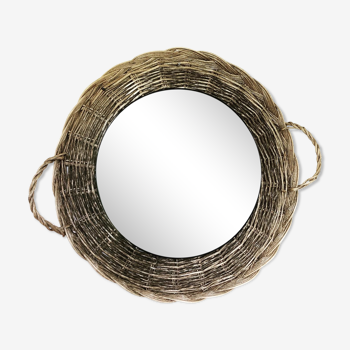 Rattan mirror natural fibers