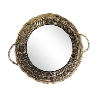 Rattan mirror natural fibers