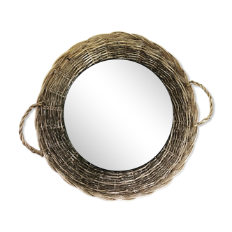 Miroir rotin fibres naturelles 35cm