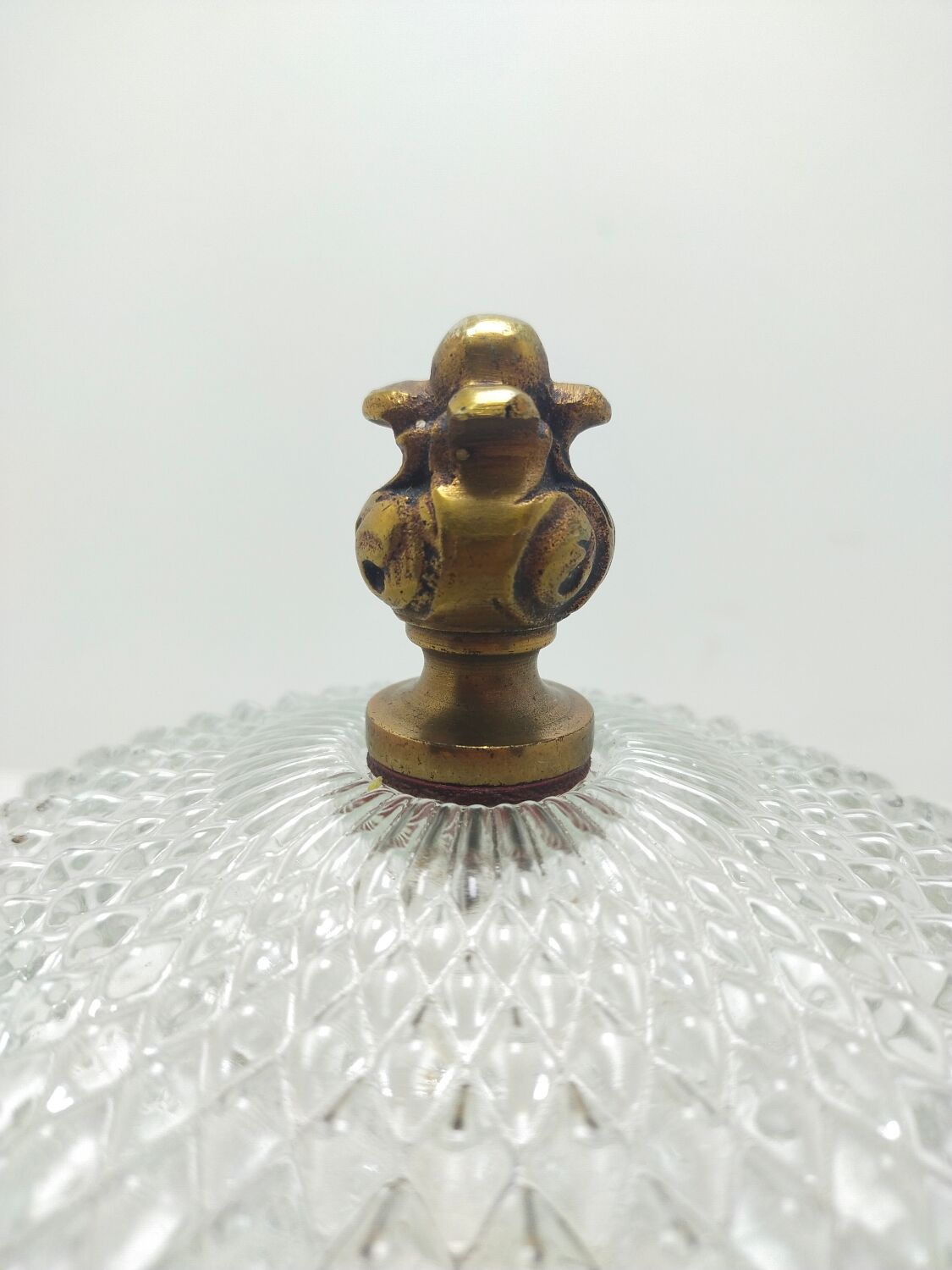 Ceiling lamp glass diamond tip and brass 70's