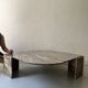 water green, beige and pink/burgundy marble drop coffee table, Roche Bobois 1970
