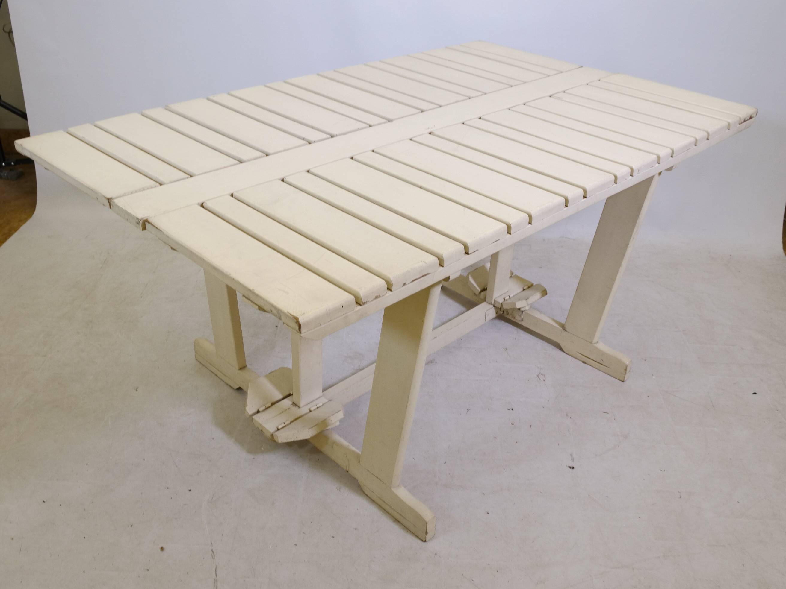 Mid-Century folding garden table wood by Triconfort Riviera model, 1970s