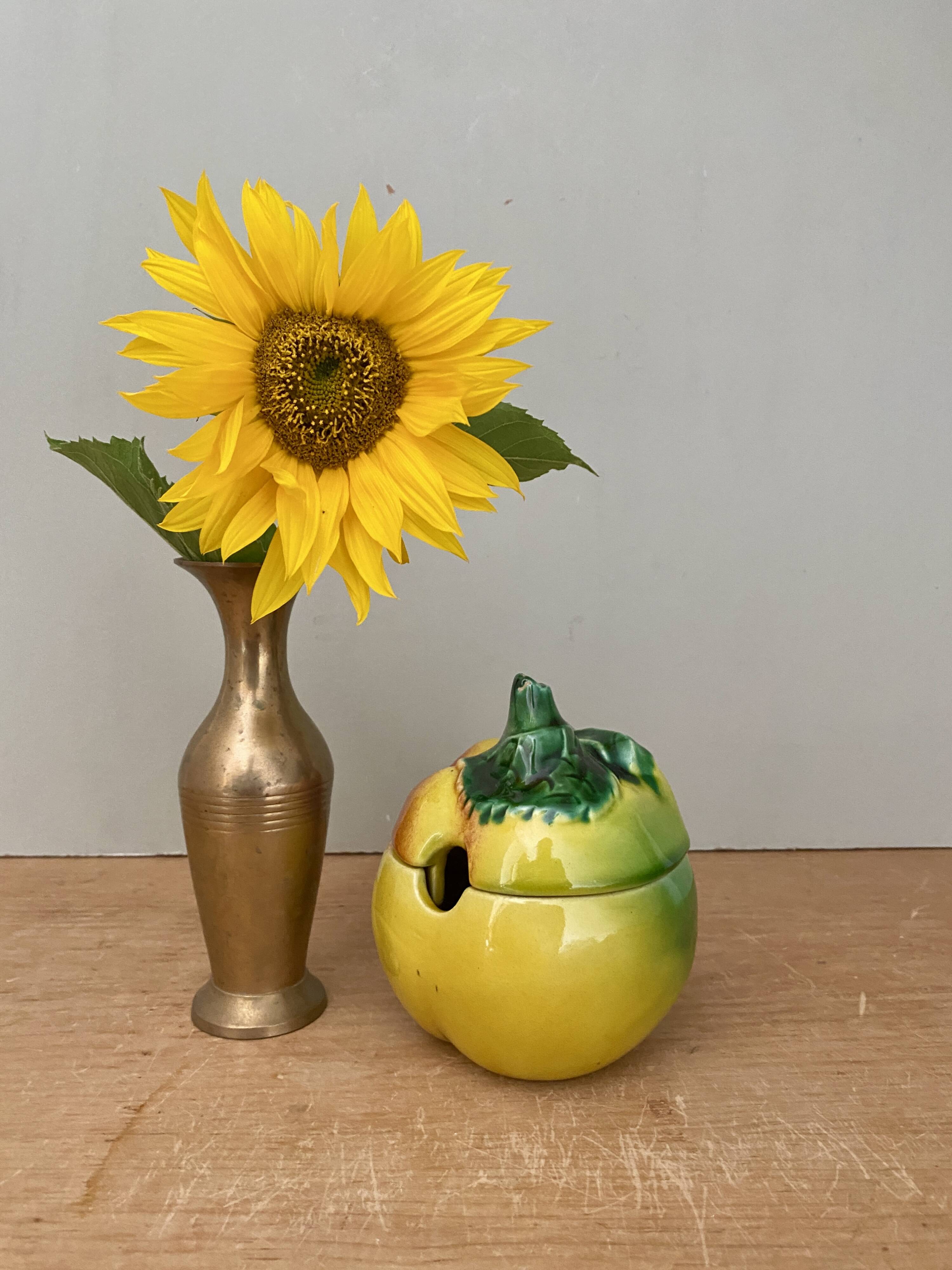 Mustard pot or jam pot in apple slip