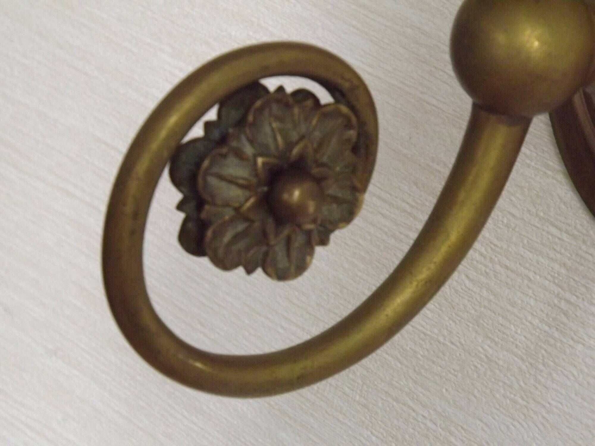 French Brass Single Wall Light with Pink & Clear Floral Glass Shade
