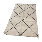 Carpet Berber Moroccan Beni Ouarain off-white to Black diamonds 2, 34 x 1, 52 m