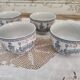 Set of 4 Japanese tea cups without handle pale blue and pink décor
