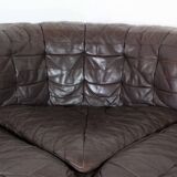 1970s brown leather modular sofa