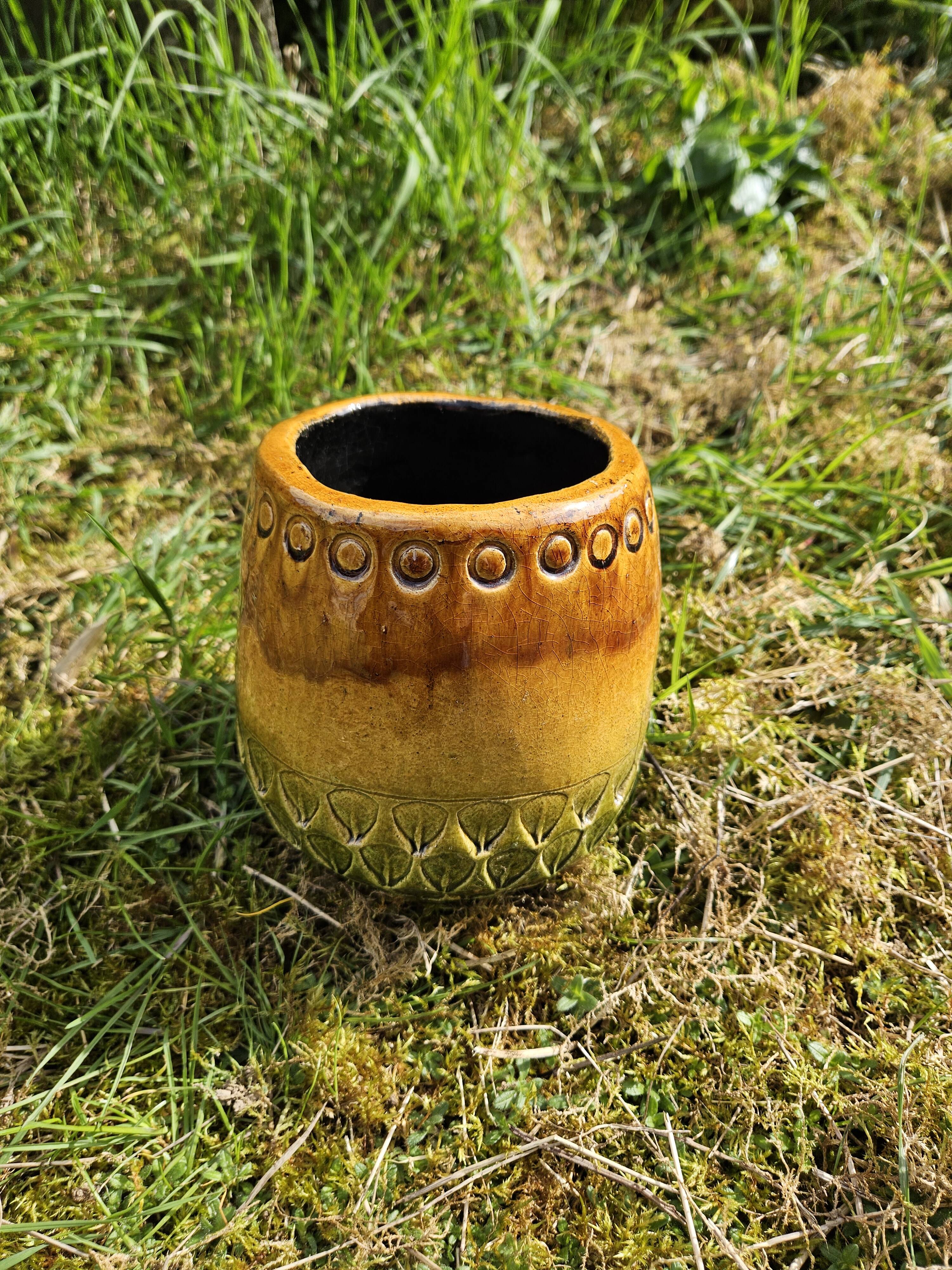 Scandinavian majolica ceramic vase / planter