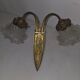 Double bronze wall light with glass tulips Art Deco