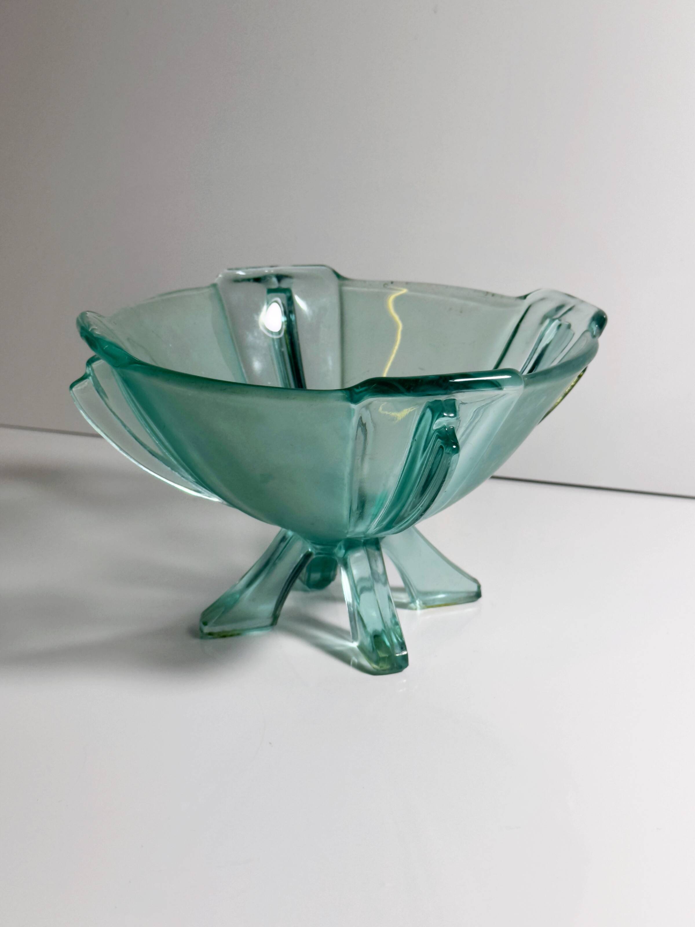 Art Deco Footed Glass Bowl by Stölzle Austria - 1930s