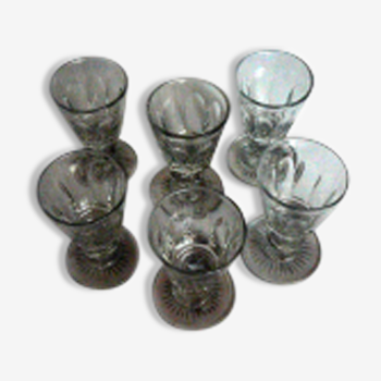 6 old conical lenses faceted height 9 cm
