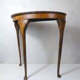 Old wooden half moon tripod console side table
