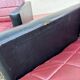 Vintage 70s red and black embossed sofa armchair set