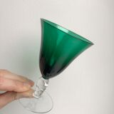 Set of 4 colored wine glasses feet worked 50s