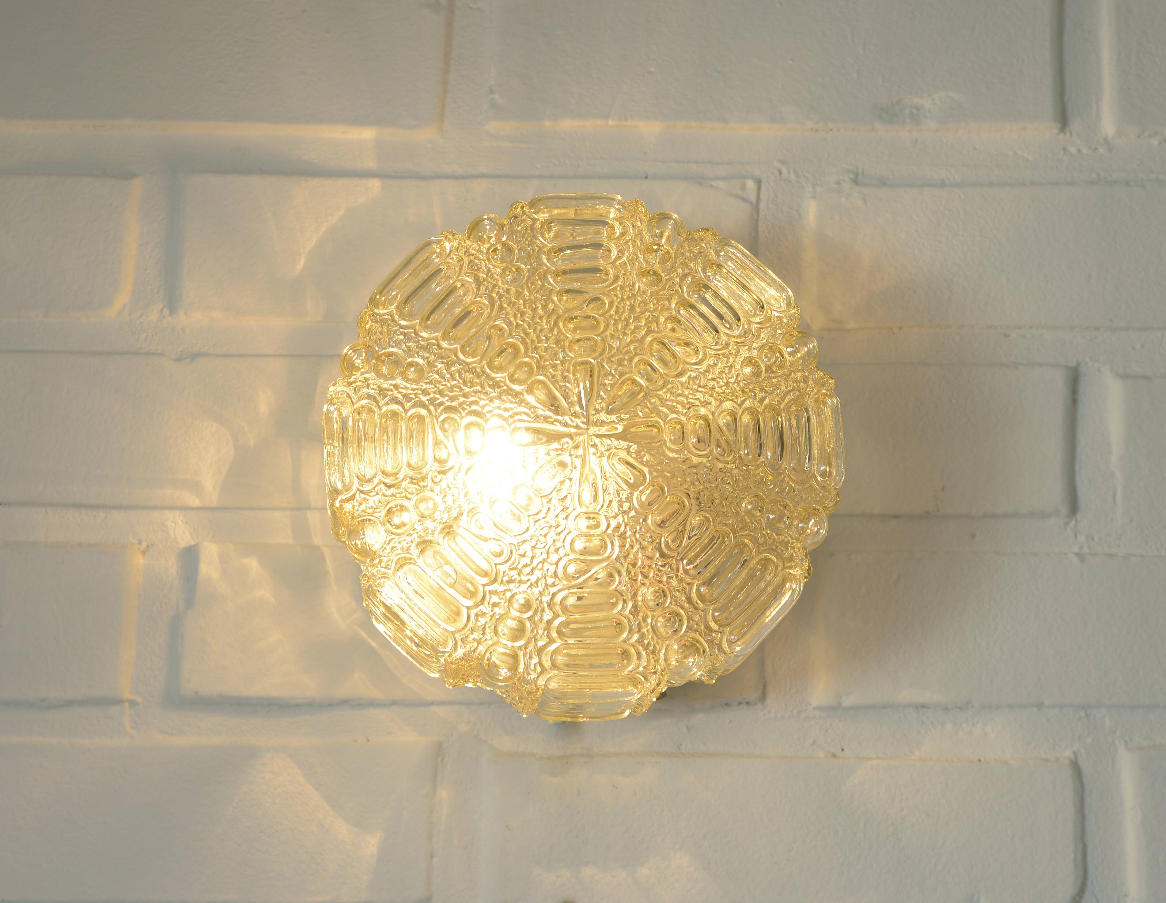 Pair of Wall Sconces / Vintage Ceiling Light / Flush Mount Fixtures 1970's