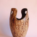Freeform open worked vase by "Les potiers d'Accolay", France 1970s.