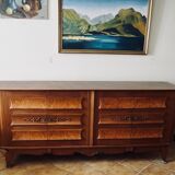 Art Deco enfilade in wood and magnifying glass
