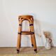 Vintage high stool Multicanne - Rattan & blue Rilsan - French