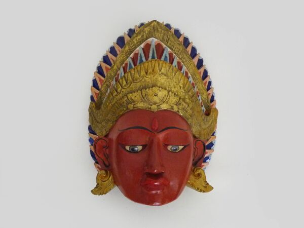 Masque Dewi Sita Déesse Ramayana Art mural en bois sculpté Art folklorique