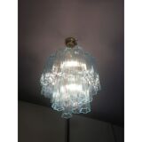 Lustre en verre de murano bleu clair « tronchi » d50