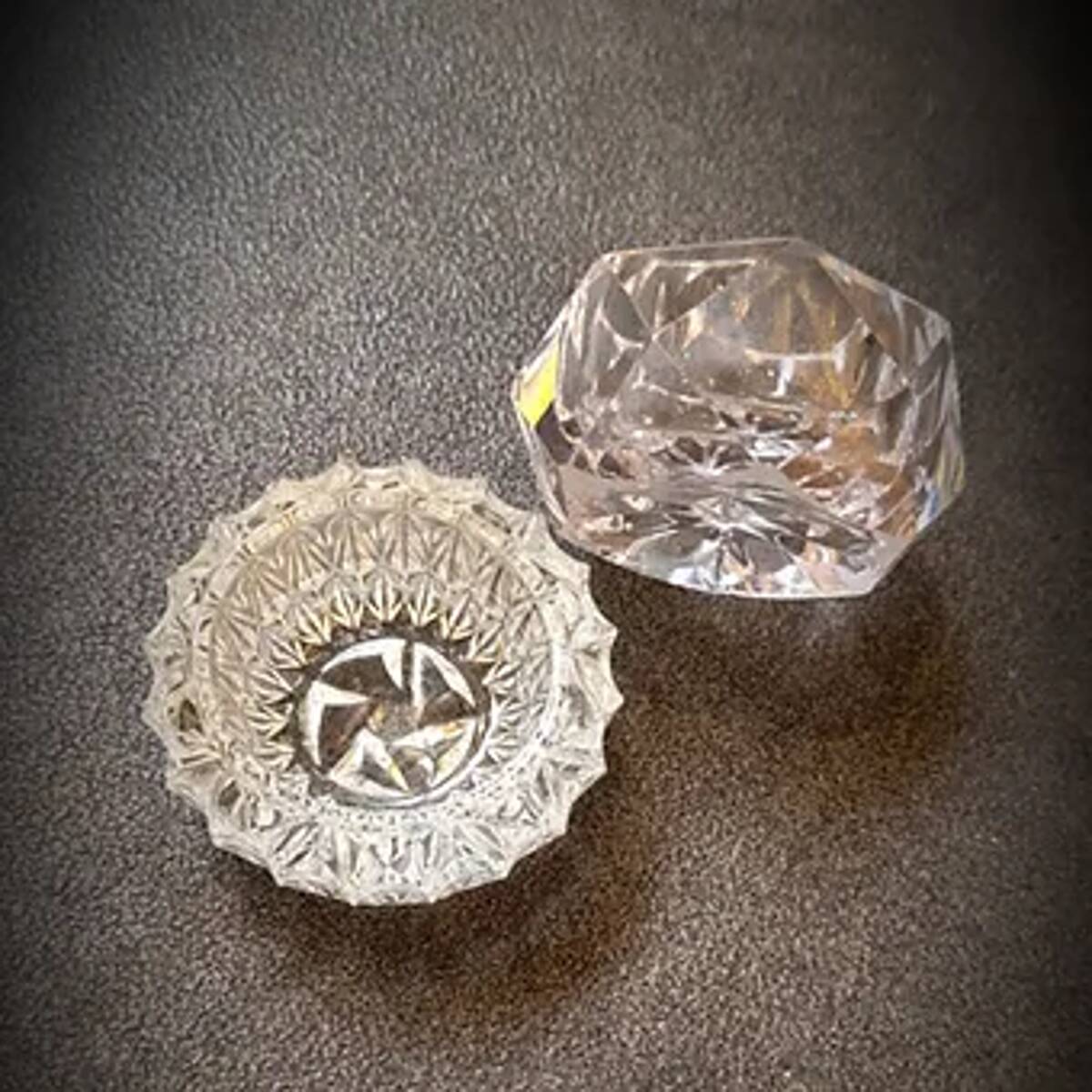 Vintage crystal salt and pepper shakers