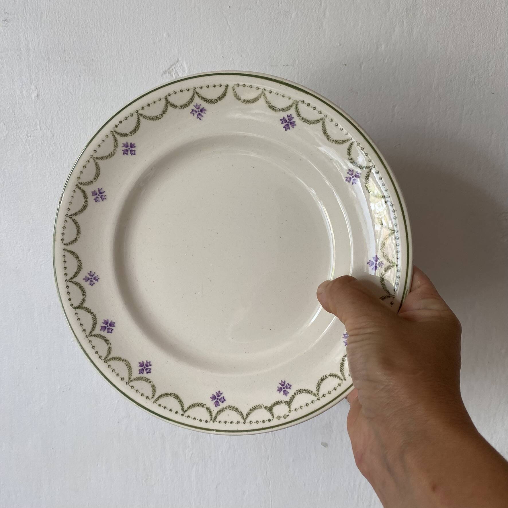 Flat plates Longwy model "Violetta", early 20th century