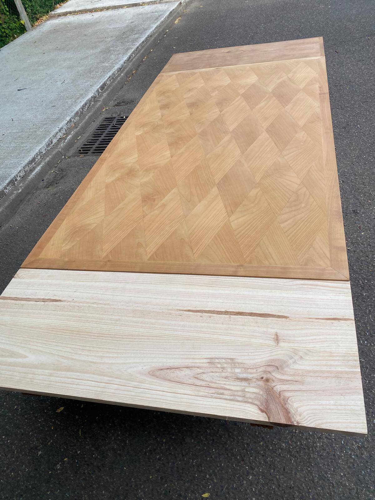 Renovated 1950s wooden Art Deco extendable dining table.