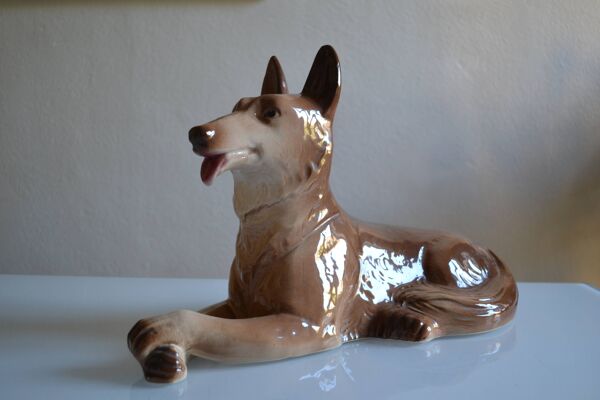 Chien Loup Berger Allemand Céramique Saint Clément L 39 cm H 26 cm