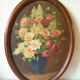 Painting on wood large bouquet of flowers signed stella 78 cm