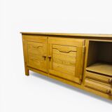 Rare enfilade in solid oak designed by Robert Guillerme & Jacques.