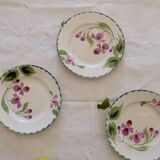 Set of 3 plates St. Amand & Hamage 1896 - 1952 iron earth hand-painted floral decoration