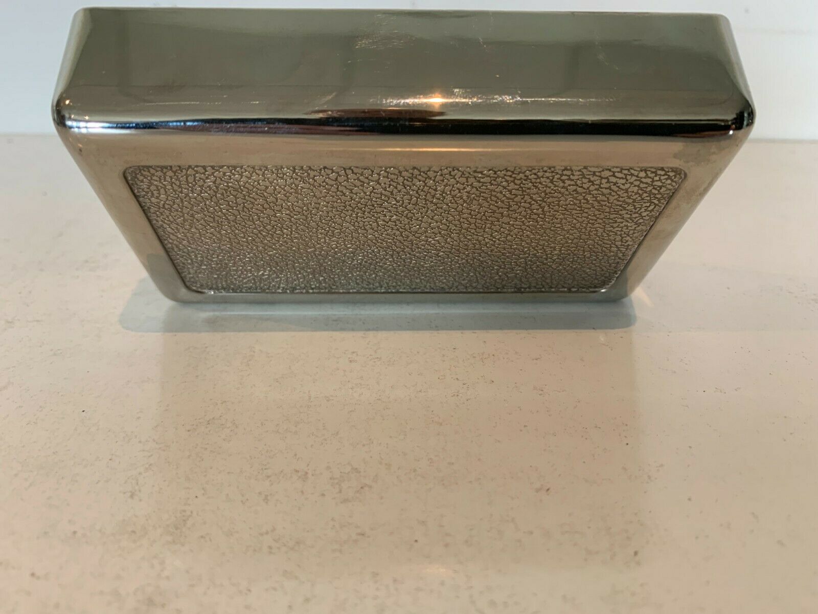 Silver metal jewelry box Red velvet interior XX century