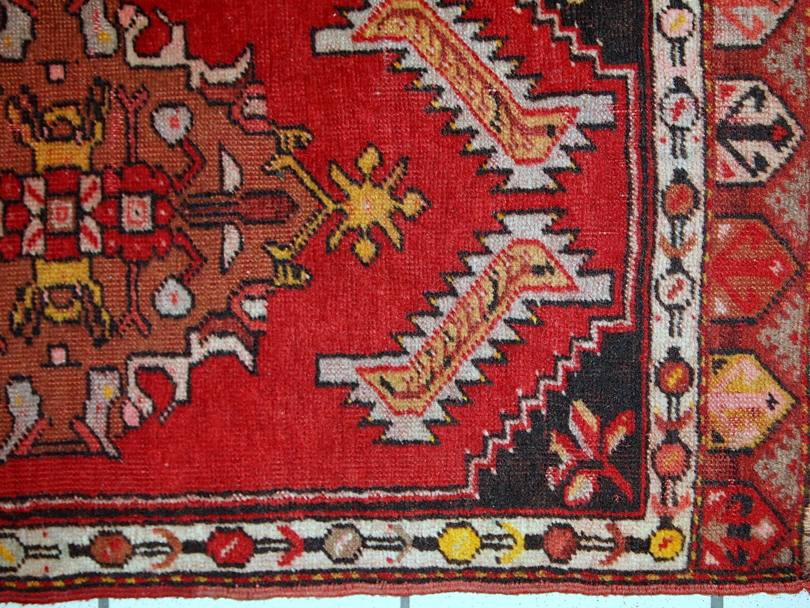 Turkish yastik handmade vintage rug 50cm x 96cm 1960s, 1C651