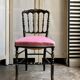 Napoleon III chair in black and gold wood and pink cotton