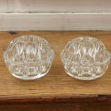 2 vintage Reims glass flower picks