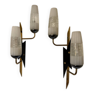 Arlus brass Bakelite wall lights from the 1960s.