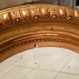 Old oval mirror gilded wood with gold leaf Napoleon III 60x51cm