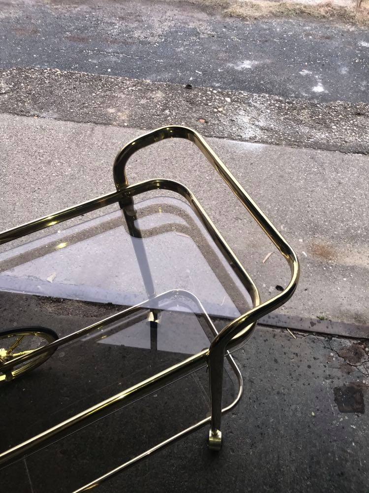 French brass two tier bar cart, 1960s