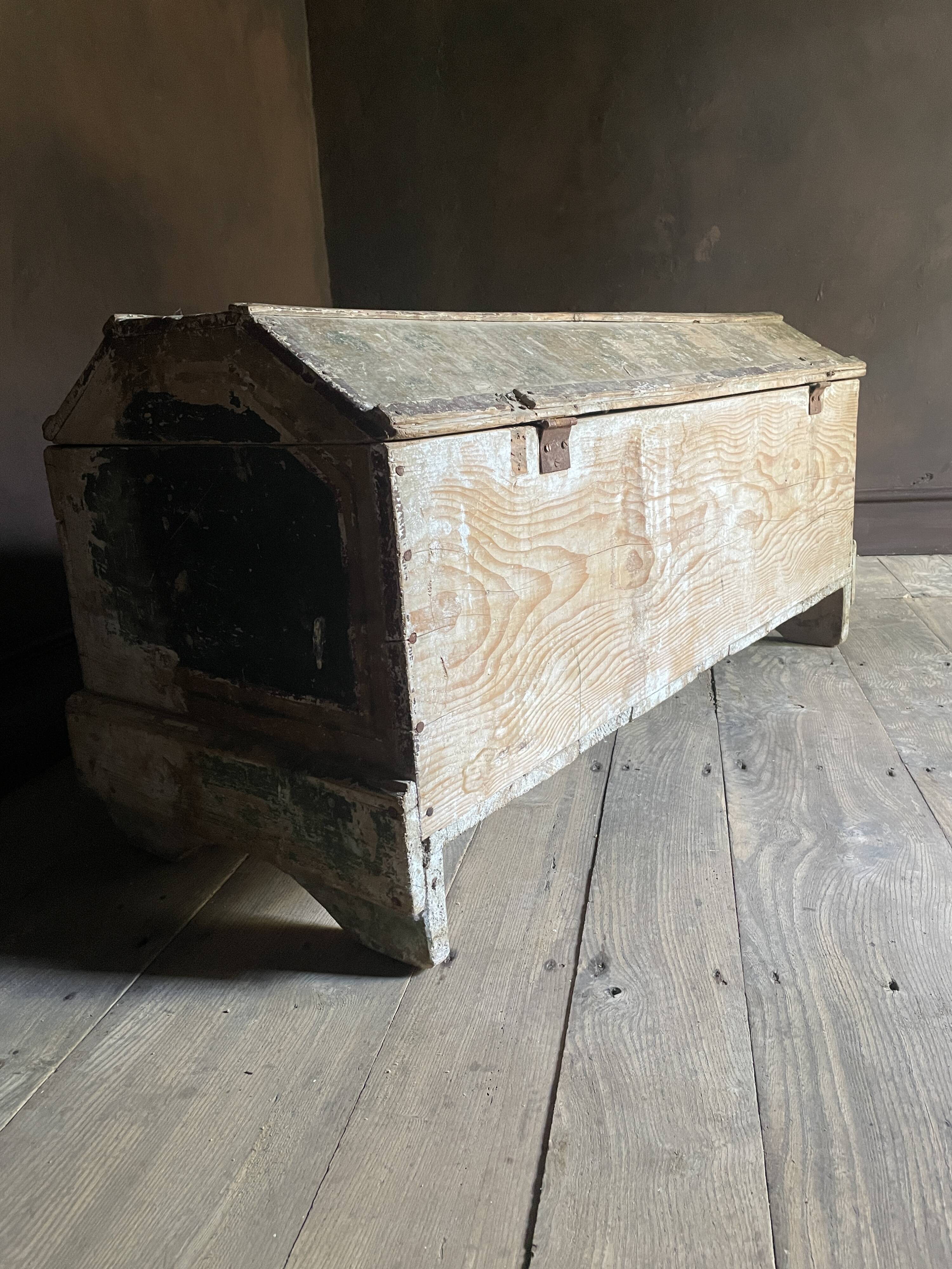 Large Antique 19th Century Continental Painted Pine Blanket Chest | Antique
