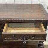 Henry II late 19th century oak serving trolley - top opens into a dresser