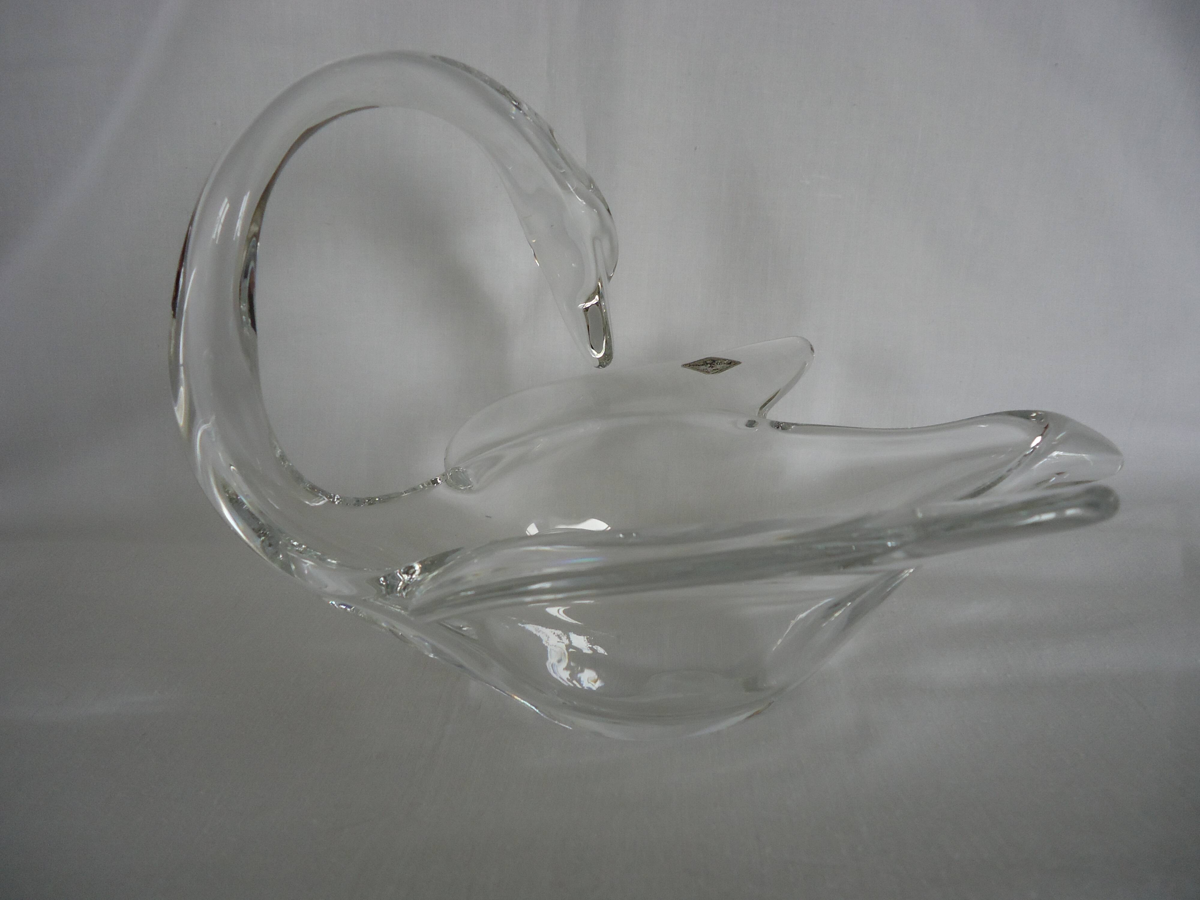 Coupe Vide-poche cristal de Vannes Le Châtel en forme de Cygne